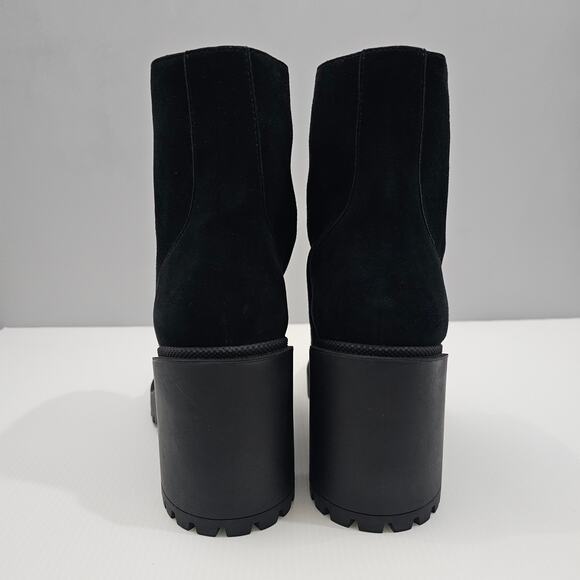 NEW Paige Brianne Ankle Boot Womens 9.5 Black Suede Platform Lug Sole Heeled - Picture 8 of 14